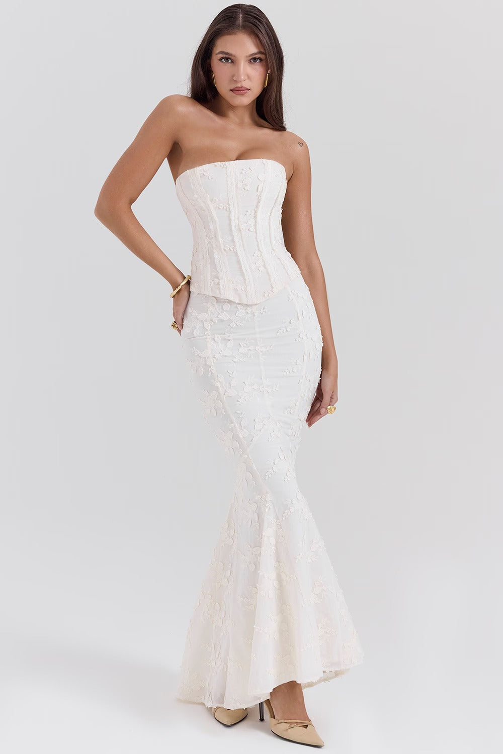 Embroidered Bustier Bodycon Formal Dress