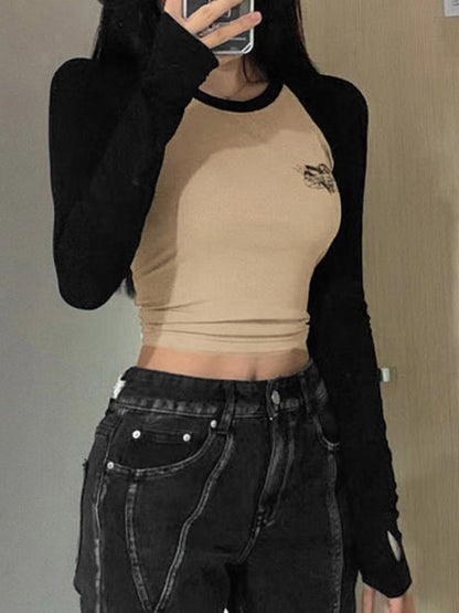 Raglan Backless Lace Up Slim Long Sleeve Knit