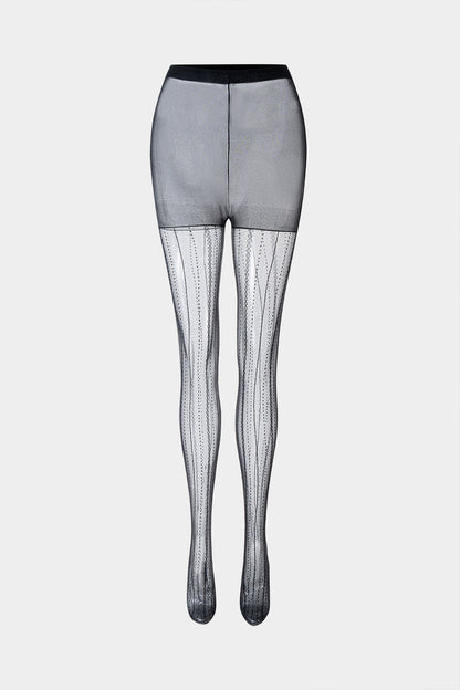 Mesh Diamond Pattern Vertical Stripes Sock