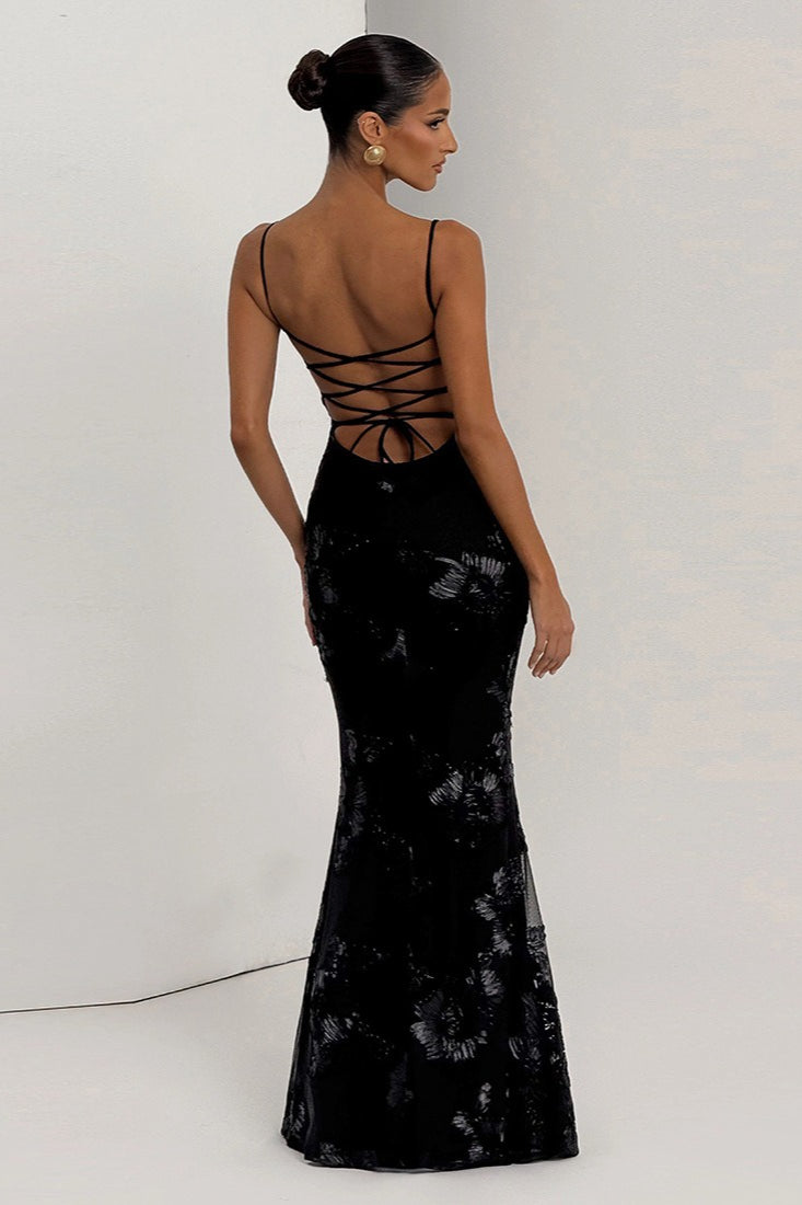 | Backless Floral Maxi Dress