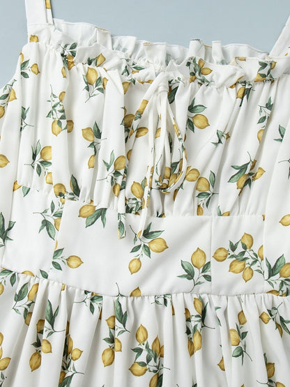 Floral Printed Camisoles High Waist Slit Maxi Dresses