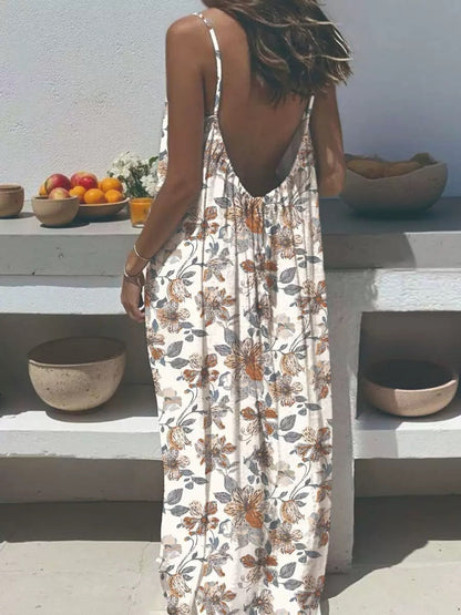 Vacation Halter-neck Backless Loose Long Dress