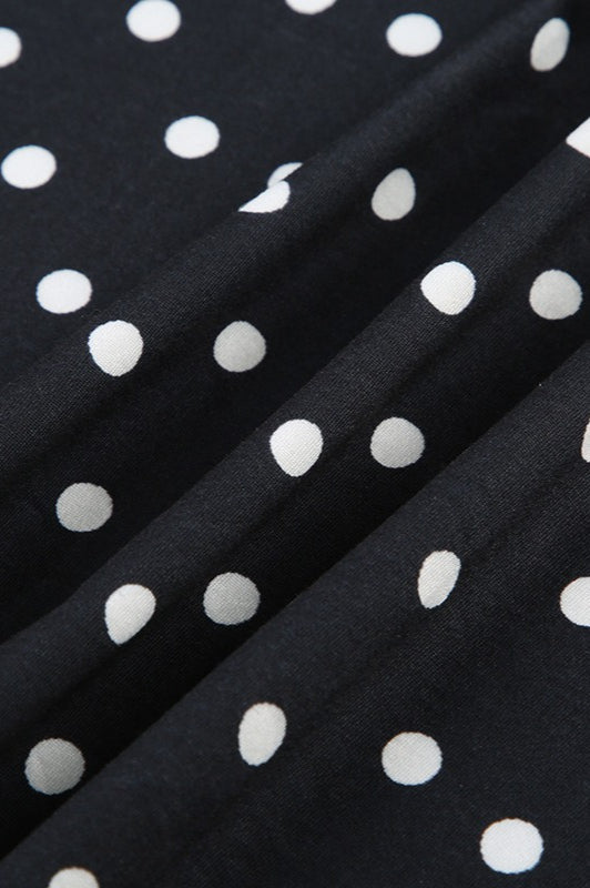 Polka Dot V-Neck Ruffle Trim Flutter Sleeve Fit and Flare Mini Dress