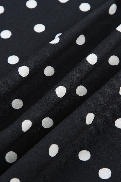 Polka Dot V-Neck Ruffle Trim Flutter Sleeve Fit and Flare Mini Dress