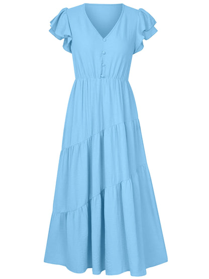 Joyful Tiered Maxi Dress - Blue