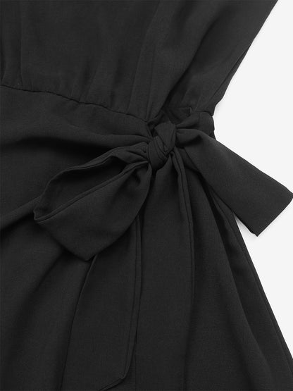 Bodycon Dresses Black Sleeveless Lace Up Elegant Layered Midi Dress Sheath Dress
