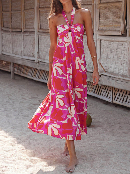 Lotus Blossom  - Halter Midi Dress