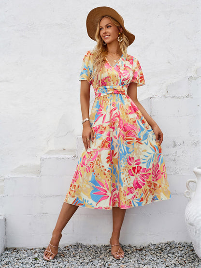 Gemma Floral Midi Dress - Pink