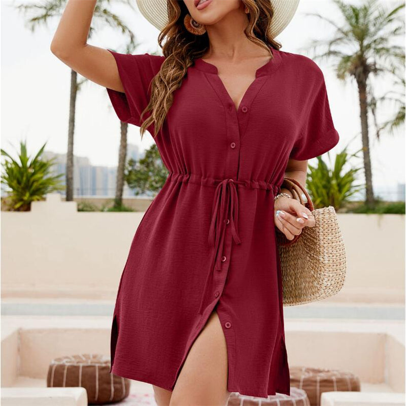 Lightweight Beach Sunscreen Chiffon Mini Dress in 4 Colors