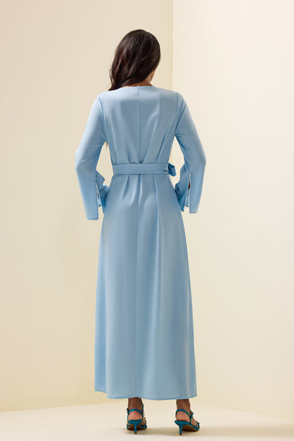 Solid Rhinestone Lace-Up Midi Dress