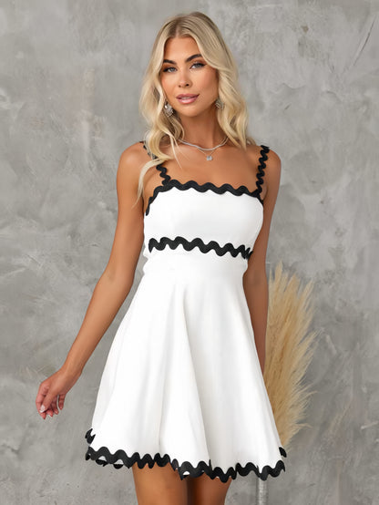Two-Tone Dress Sleeveless Stretch Sexy Summer Mini Dresses