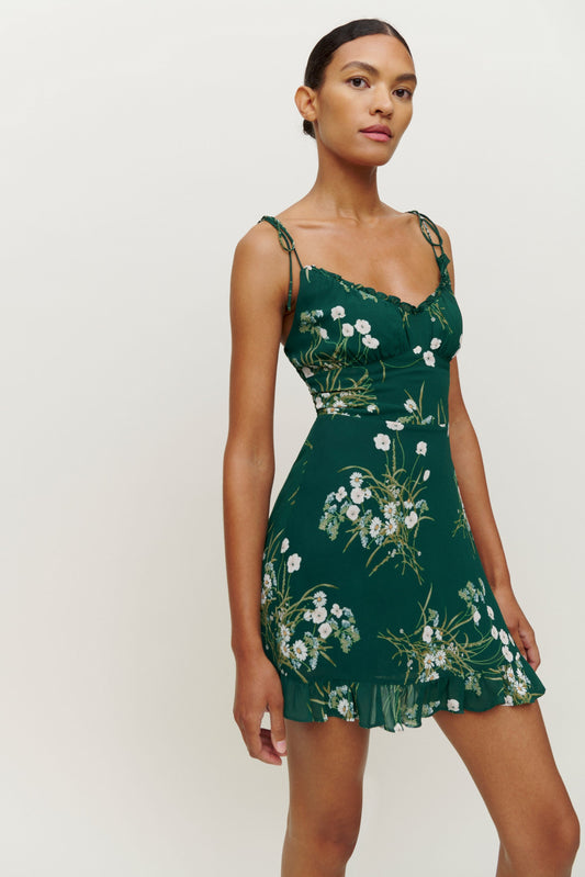 Floral Cami V-Neck Ruffle Mini Dress