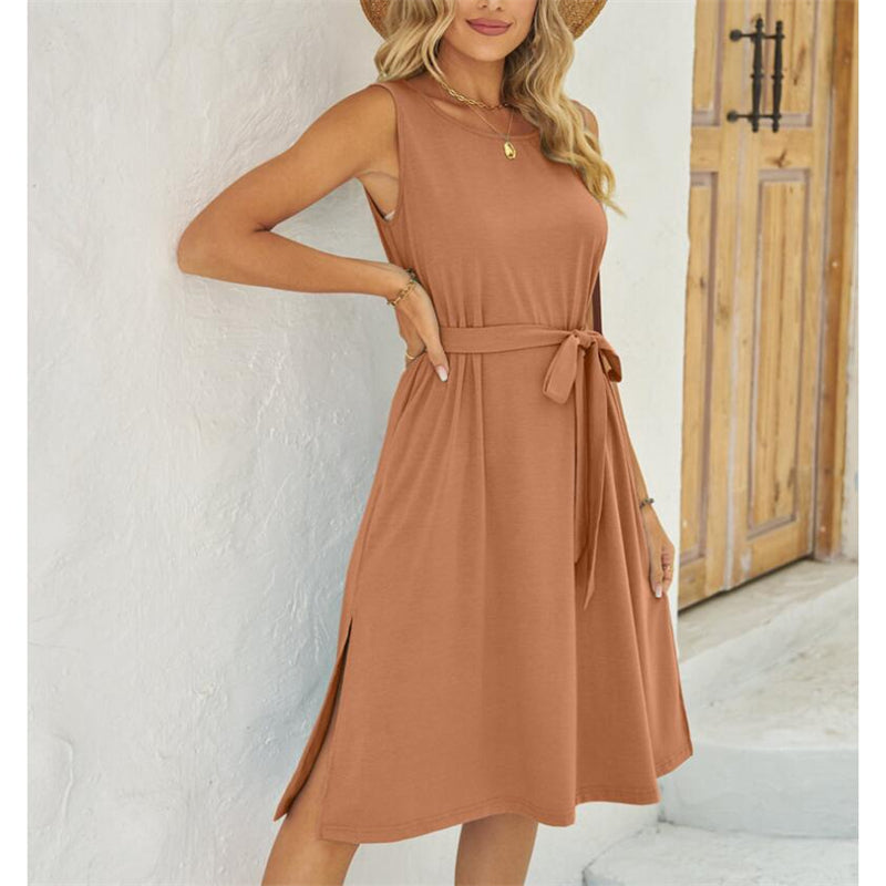 Summer Split Sleeveless Mini Dress in Multiple Colors