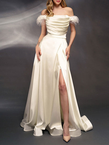 Birthday Zipper Low-slit Bateau Neck Sleeveless Midi Dress