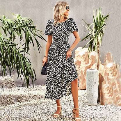 Floral Print Short Sleeve Maxi Dress in Various Colors