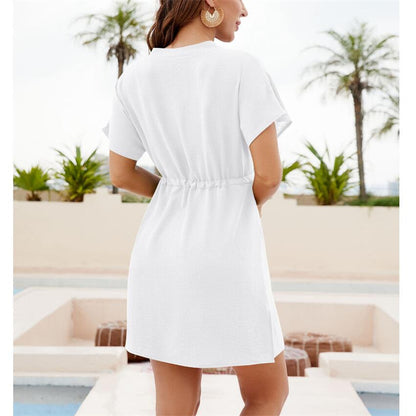 Lightweight Beach Sunscreen Chiffon Mini Dress in 4 Colors