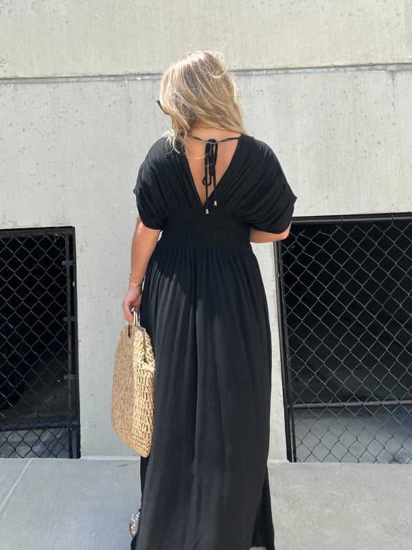 NEW SLIT V-NECK EFFORTLESS MAXI DRESS