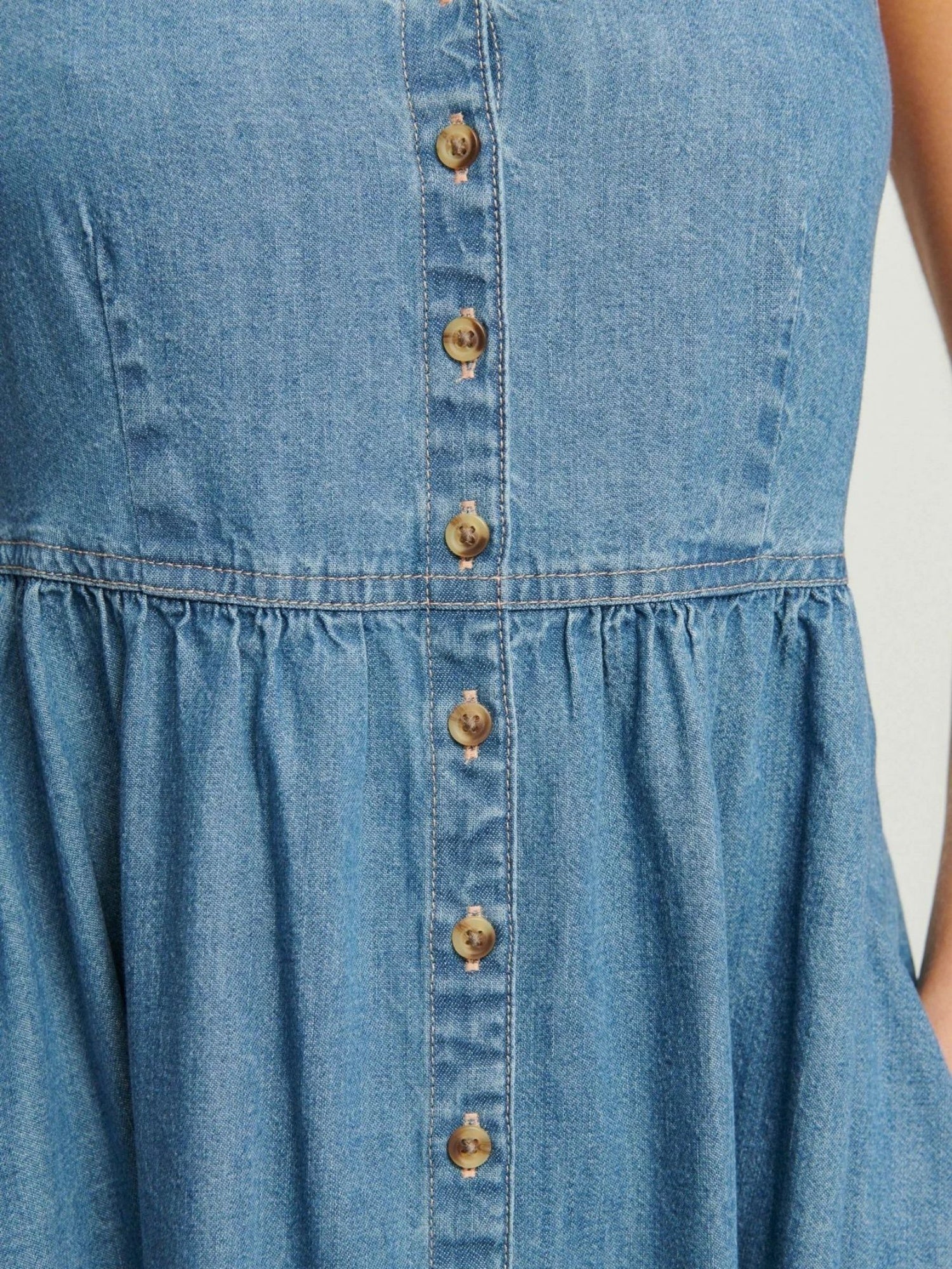 Denim Pocket Buttons Camisoles Maxi Dresses
