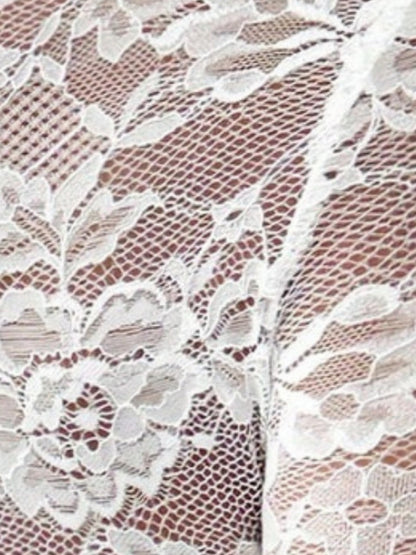 Long-sleeved High-neck Sheer Lace Slim Fit Elegant And Form-fitting Daily Party Outfit: Mesh/sheer Top