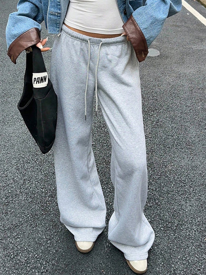 Drawstring Relaxed Exercise Mid-low Waist Sweatpants
