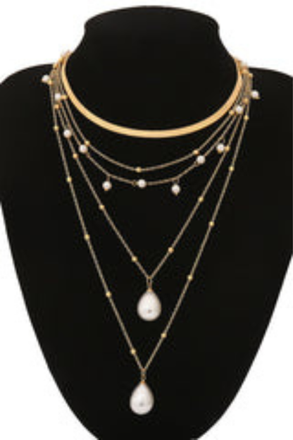 Vintage Chain Pearl Necklace