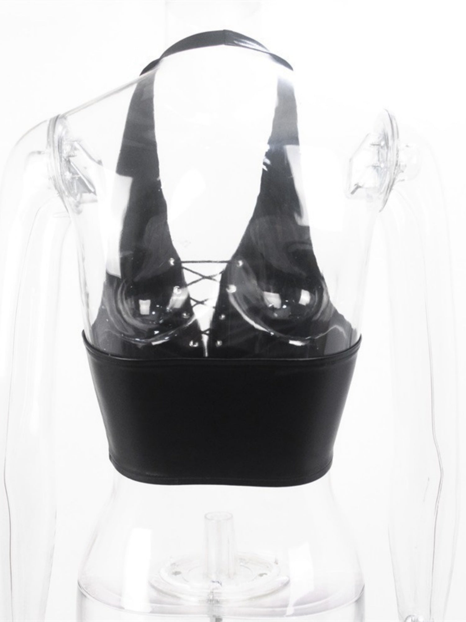 PU Leather Straps Halter Neck And Backless Tank Tops