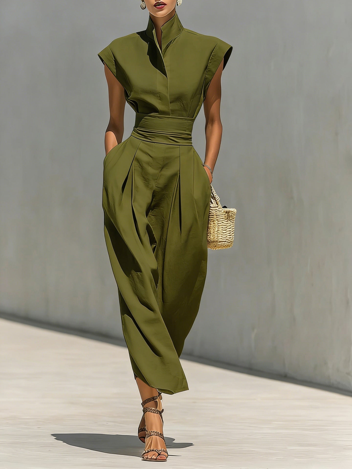 High Neck, Loose Fit, Sleeveless Maxi Dresses