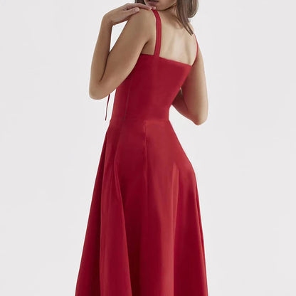 Aurora Floral Corset Midi Dress | Sweetheart Neckline, Slit Skirt, Spaghetti Straps