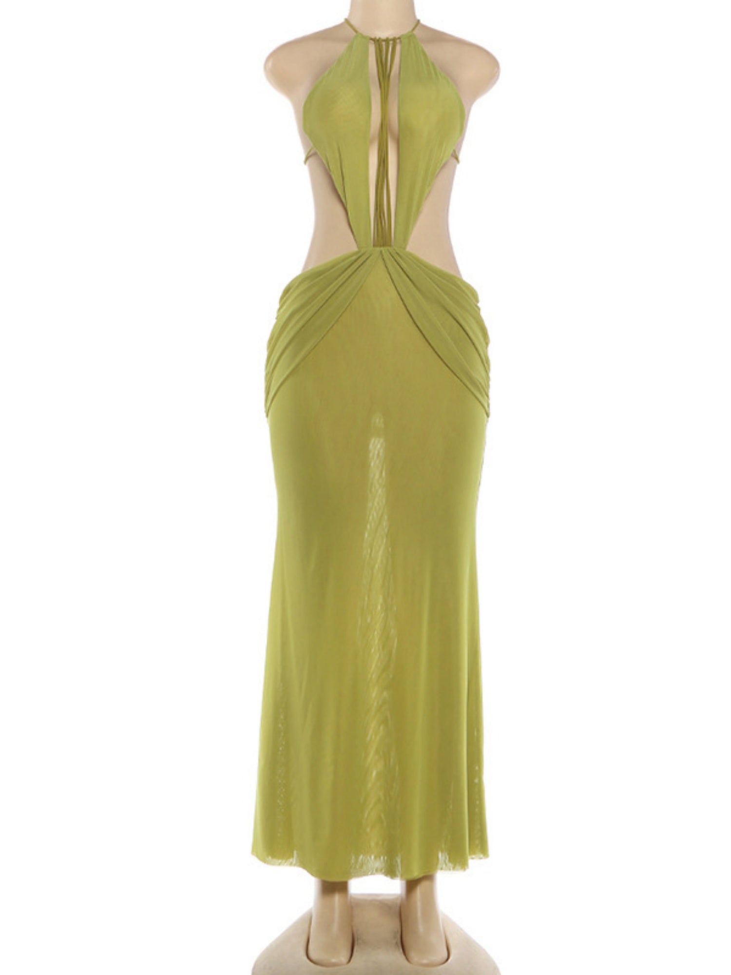 Backless Neckband Mesh Maxi Dresses
