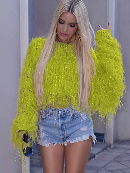 Tassel Knitting Hood Sweaters