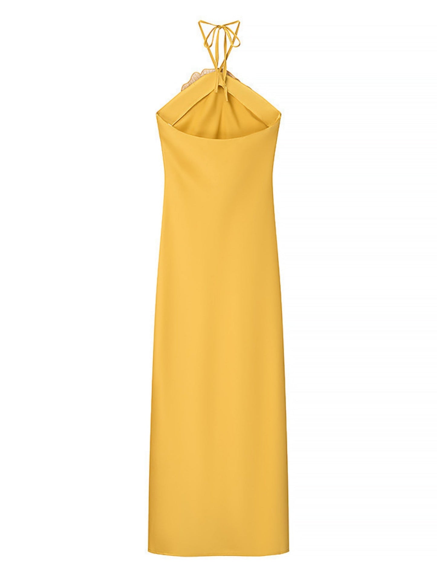 Rhinestone 3D Flower Halter Neck And Backless Satin Maxi Dresses