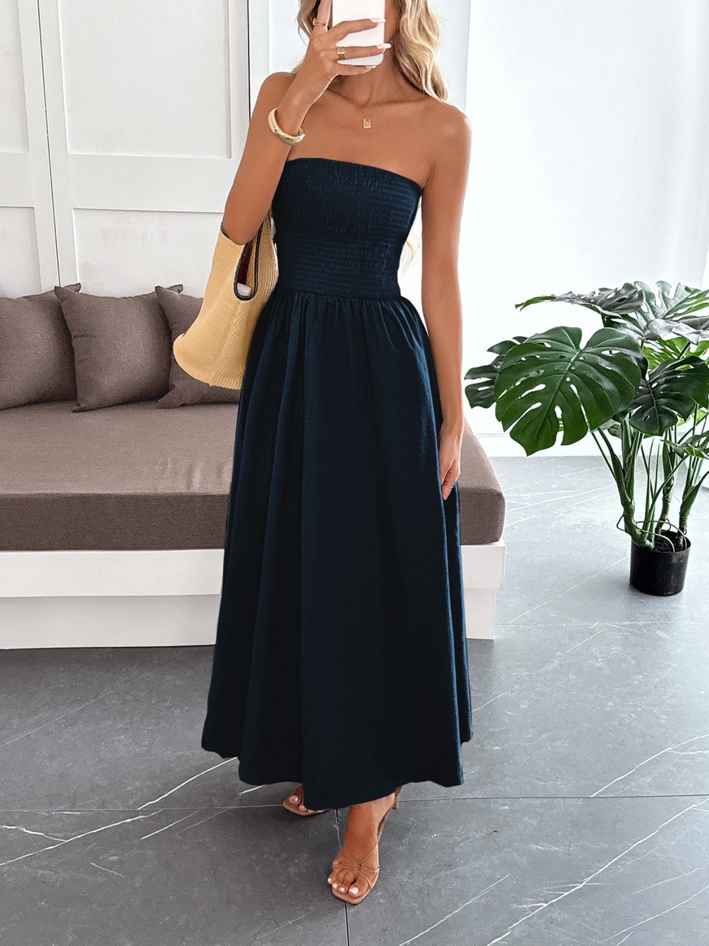 Strapless Waist Corset Maxi Dresses