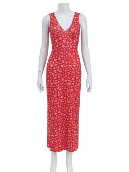 Printed Deep V Waist Shaping Mini&Short Dresses