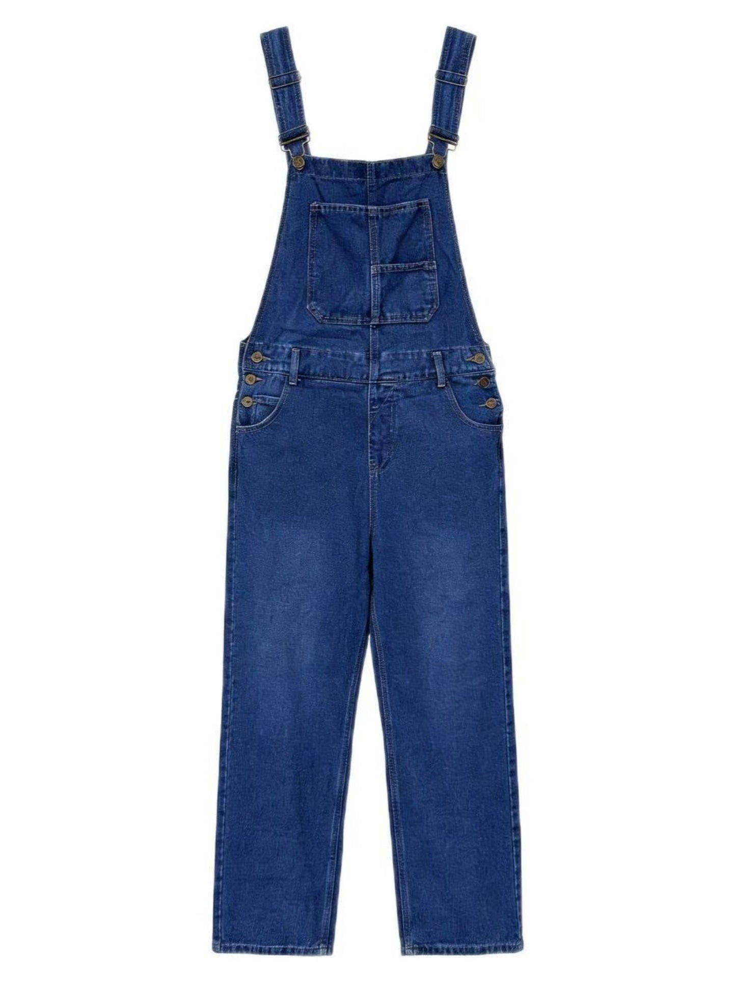Washed Pocket Denim Overalls
