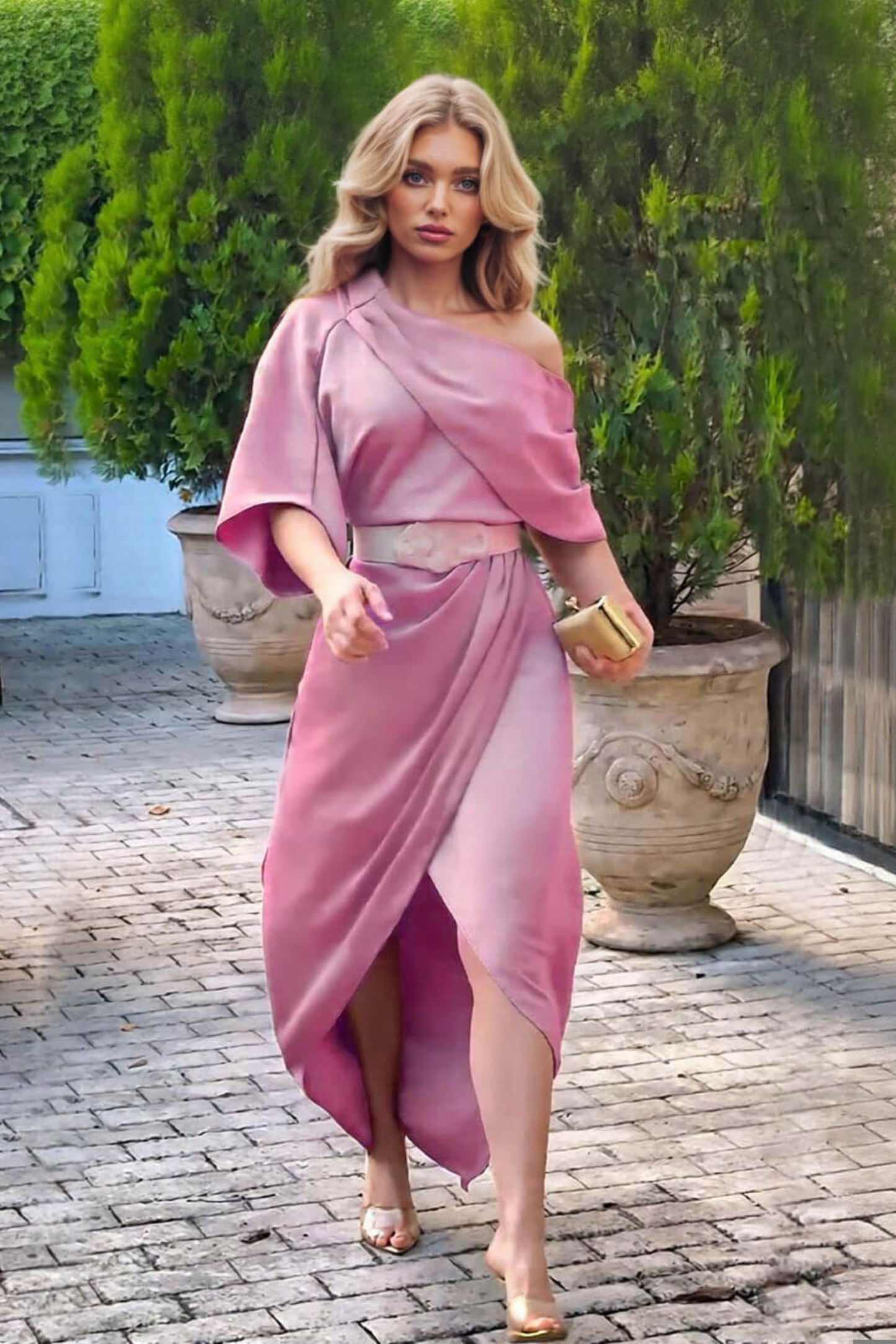 Graceful Satin Ruched Maxi Dress