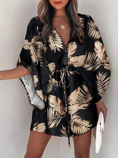 V-neck Tie For A Casual Vacation Look Mini&Short Dresses