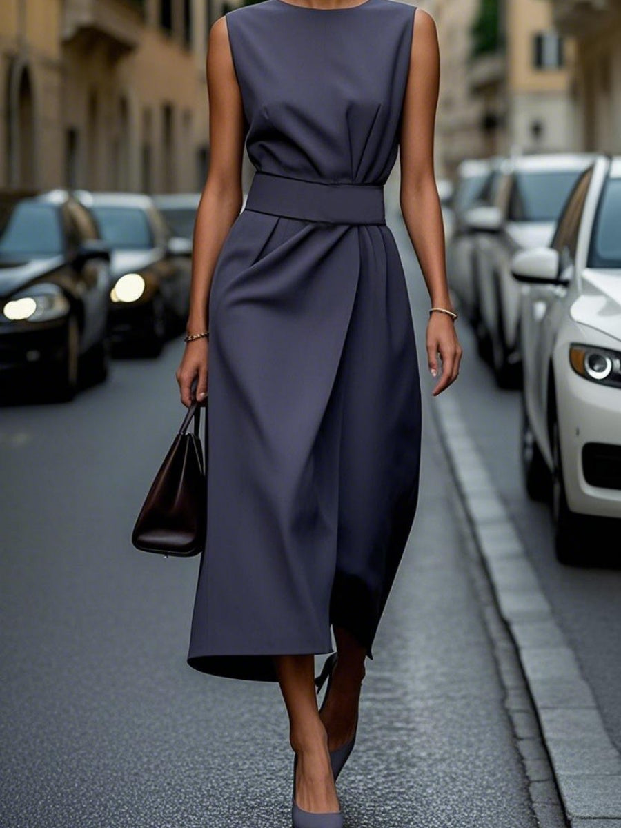Grace Commuting Belts Solid Color Maxi Dresses