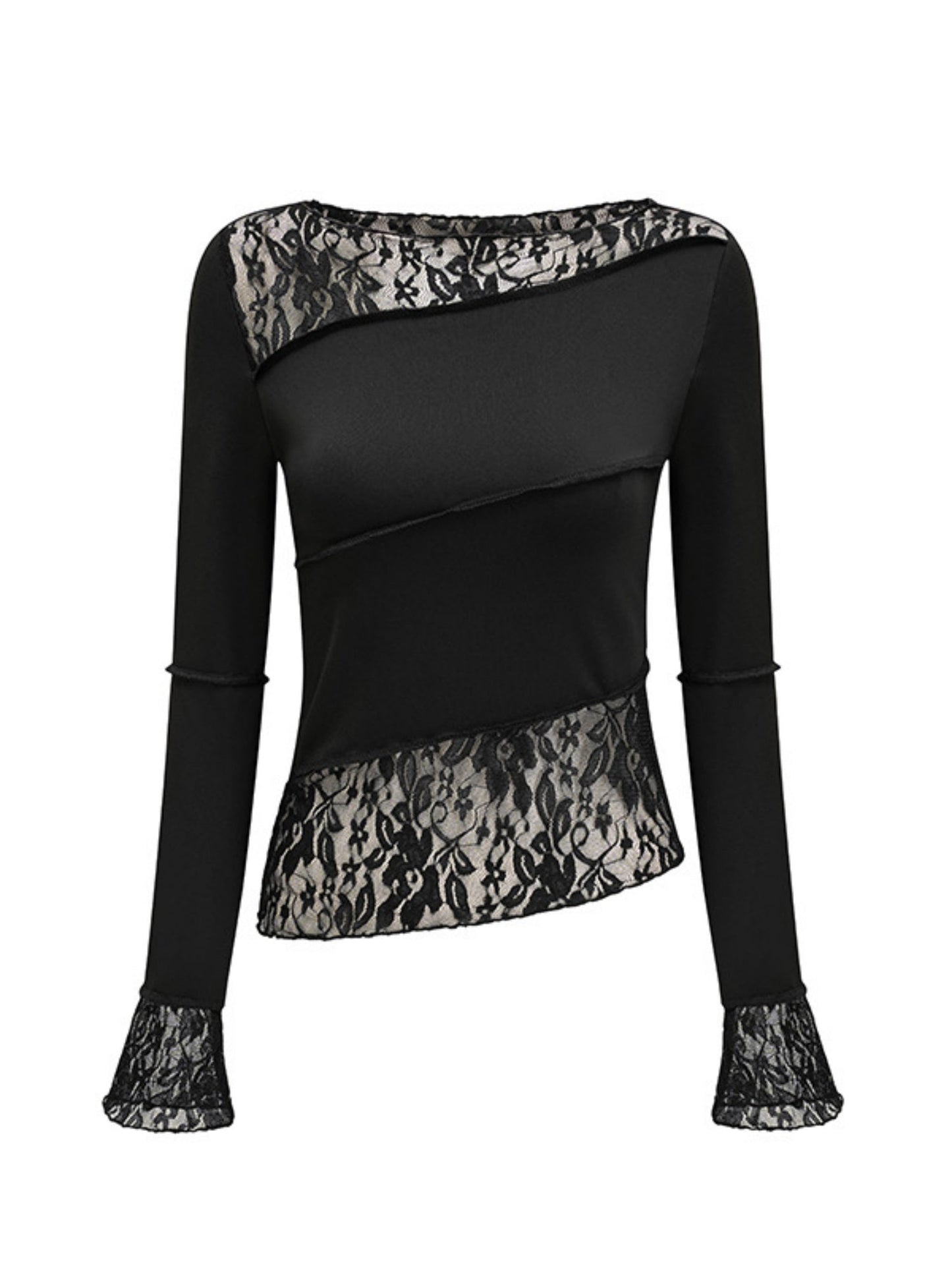 Lace Patchwork Long-sleeved T-shirt