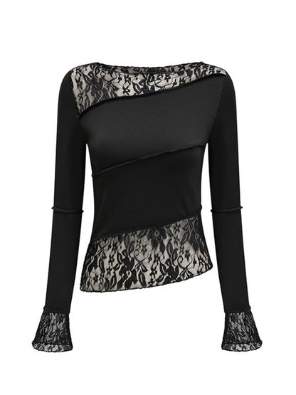 Lace Patchwork Long-sleeved T-shirt