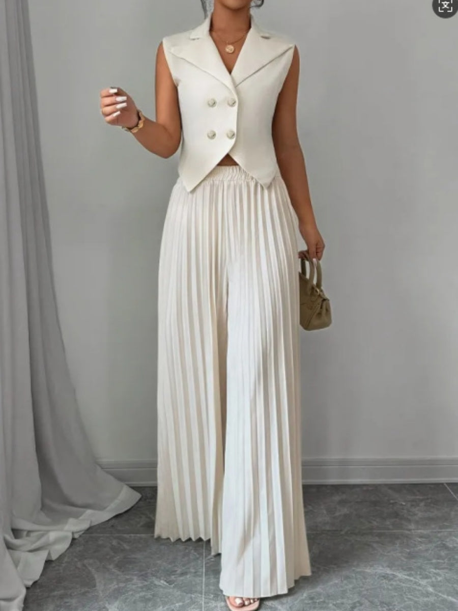 Pleated Pants Vest Grace Commuting Set 2-piece Sets