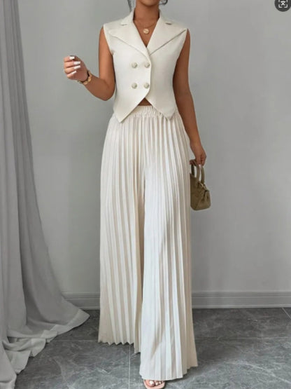 Pleated Pants Vest Grace Commuting Set 2-piece Sets