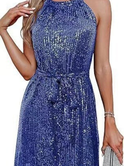 Sequins Halter Lace Up Formal Dress Parties Mini&Short Dresses