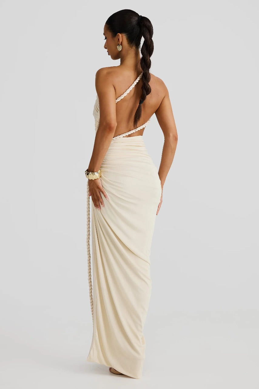 Delia Asymmetrical Dress - Beige