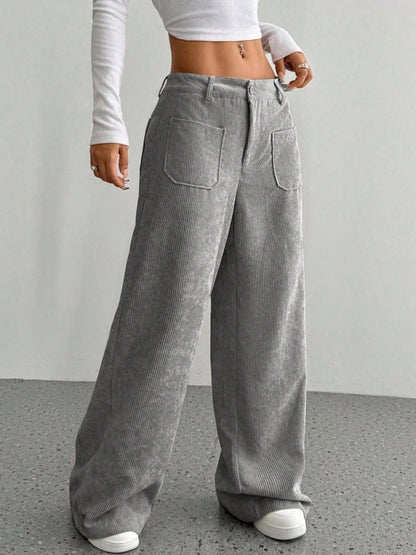 Pocket Loose Wide-leg Pants