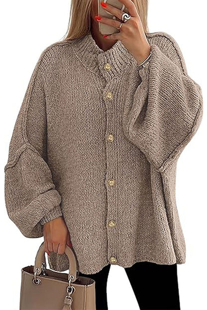 Margovil Button Up Balloon Sleeves Sweater Cardigan