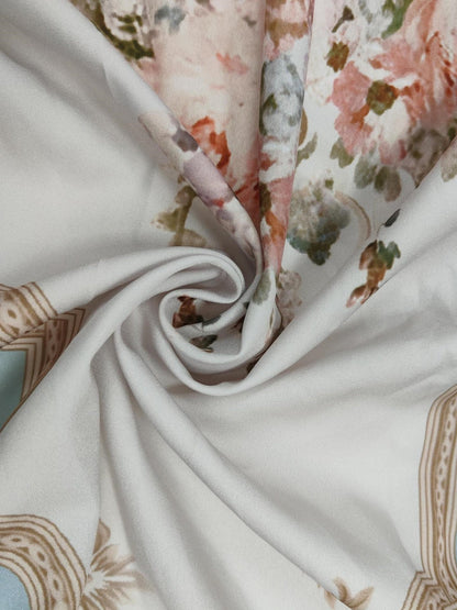 Floral Print V-neck Lantern Sleeves Maxi Dresses