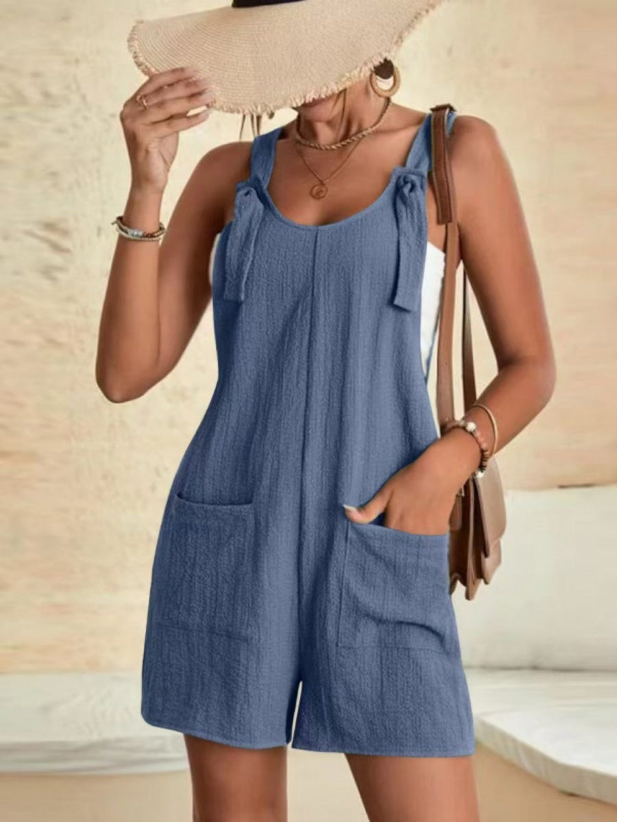 Pocket Loose-fit Blended Strap Jumpsuits&Bodysuits