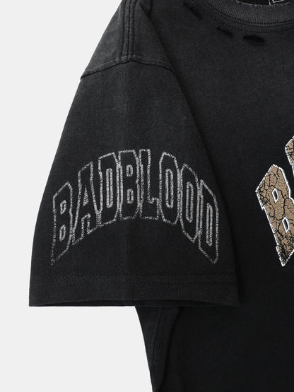 BADBLOOD Work Shop Printed Distressed T-shirts
