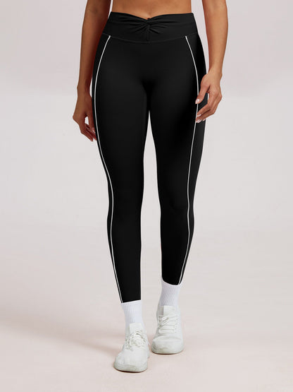 Color-blocked Twisted High-waisted Yoga Fitness Exercise Pants