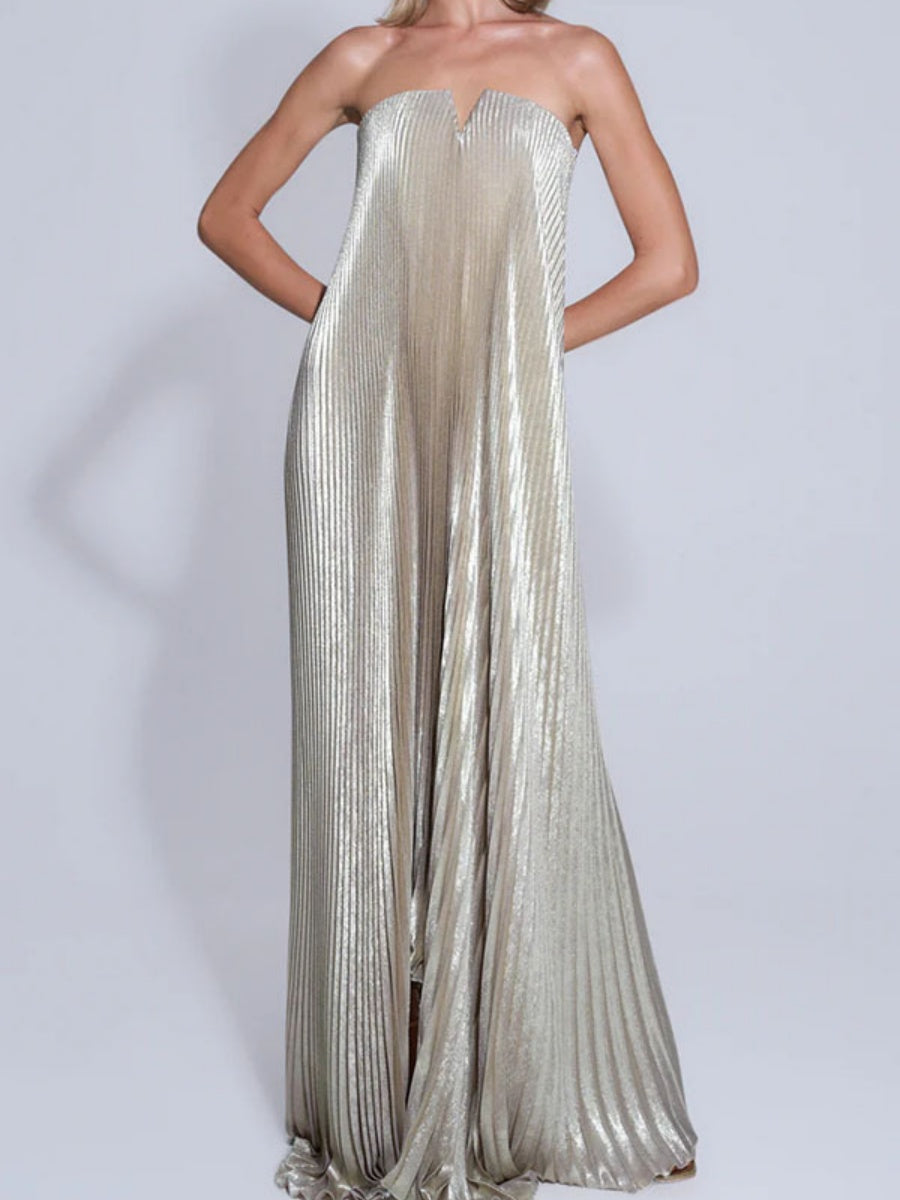 Tube Top Crimp Super Large Swing Maxi Dresses
